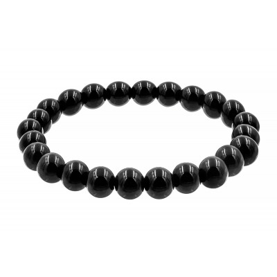 Bracelet on black elastic cord with natural onyx stones