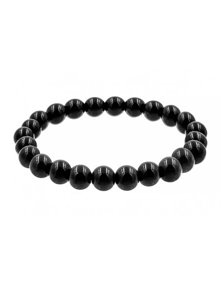 Bracelet on black elastic cord with natural onyx stones