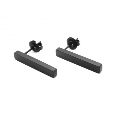Black matte steel equal length earrings