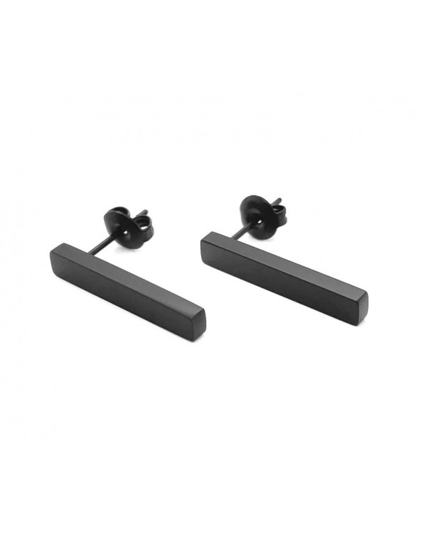 Black matte steel equal length earrings