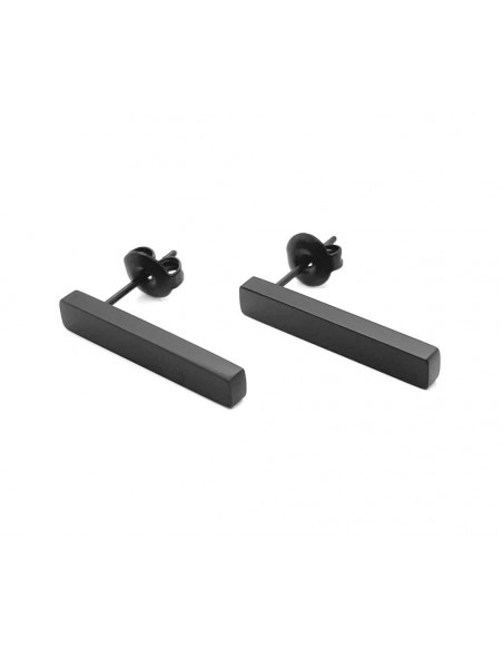 Black matte steel equal length earrings