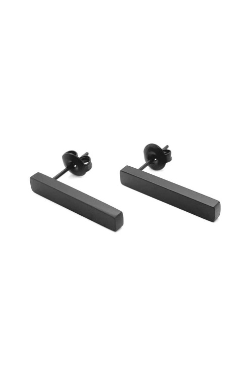 Black matte stainless steel stud earrings
