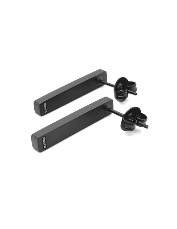 Black matte steel equal length earrings