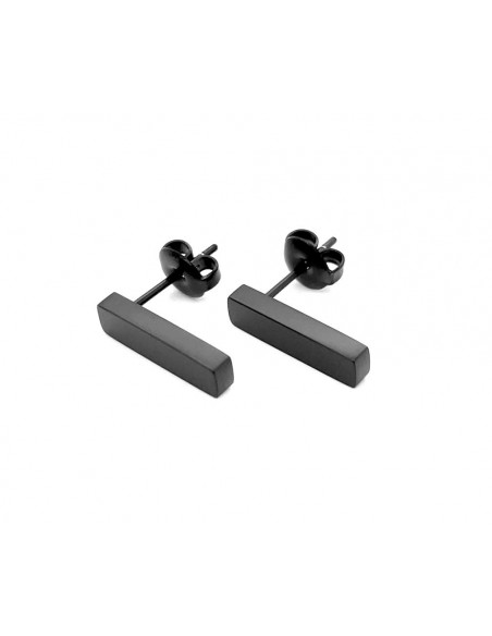 Minimalist black matte stainless steel rectangle earrings.