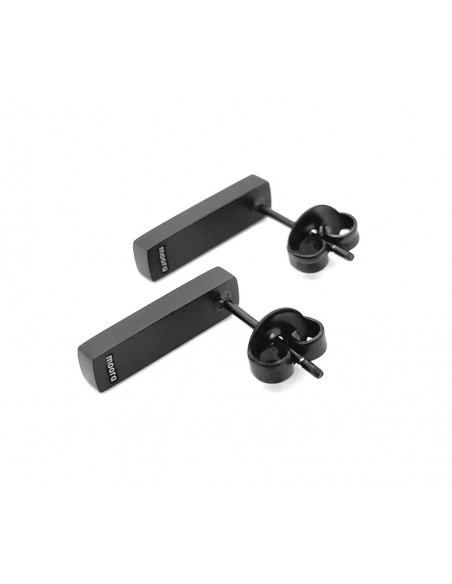 Minimalist black matte stainless steel rectangle earrings.