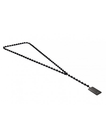 Men's long necklace of matte onyx stones with black pendant