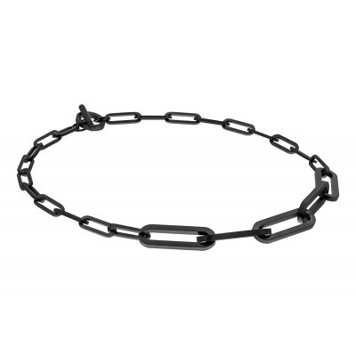 Black matte stainless steel choker with large rectangular links