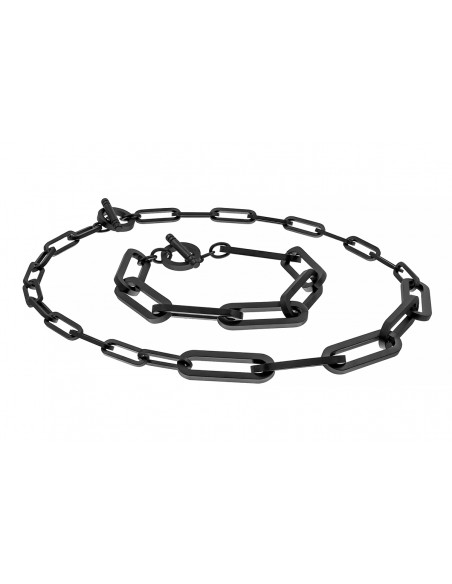 Black matte stainless steel set – necklace and bracelet