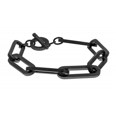 Black stainless steel bracelet with large links