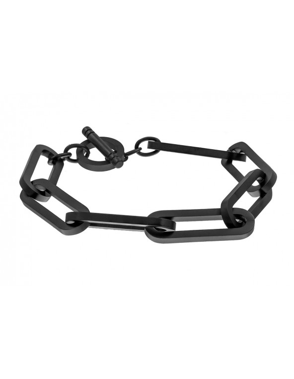 Black stainless steel bracelet with large links