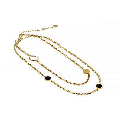 Double gold-plated stainless steel necklace with adjustable length and lobster clasp