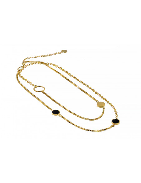 Double gold-plated stainless steel necklace with adjustable length and lobster clasp