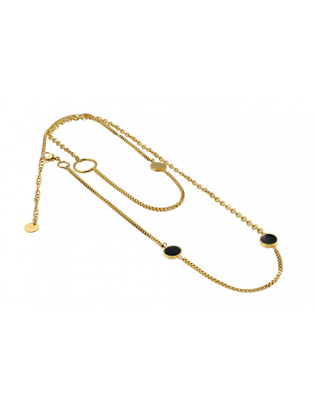 Double gold-plated stainless steel necklace with adjustable length and lobster clasp