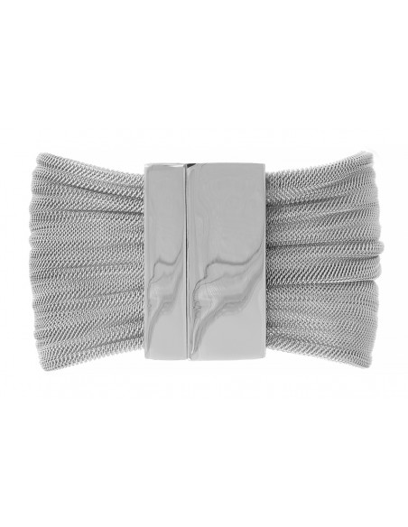 Bracelet made of stainless steel mesh and polished stainless steel, with a silver magnetic clasp