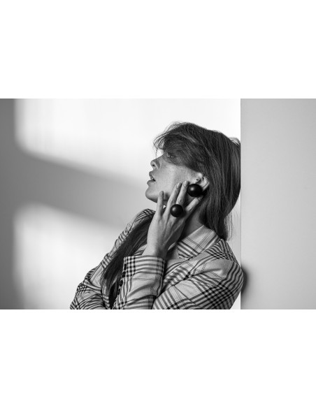 Black matte stainless steel ring in the shape of a hemisphere