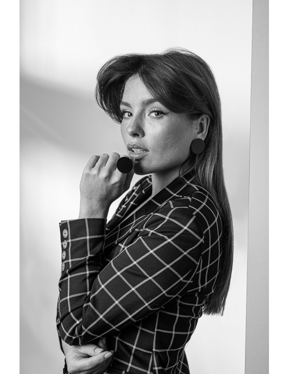 Black matte stainless steel hoop earrings, minimalist design