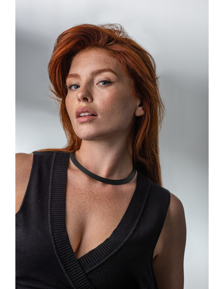 Black matte stainless steel choker on a white background