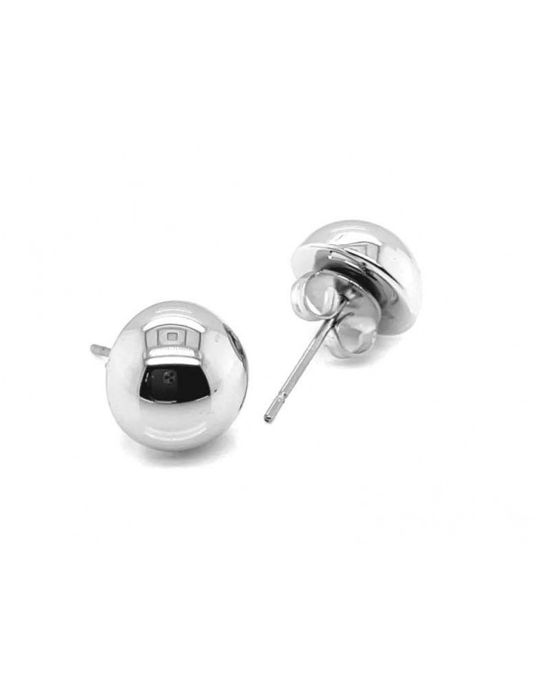 Delicate silver stainless steel half-sphere earrings