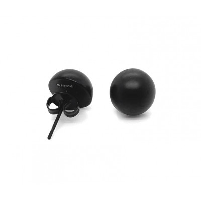 Delicate half sphere earrings in matte black stainless steel