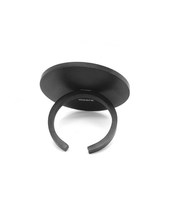 Black matte stainless steel ring in a circular shape