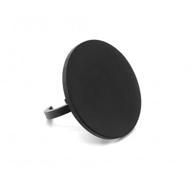 Black matte stainless steel ring in a circular shape