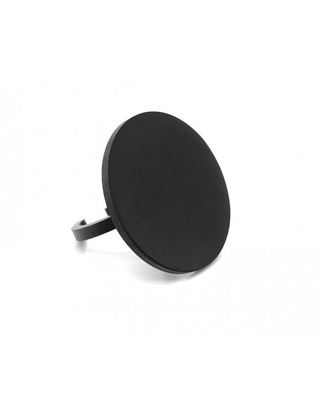 Black matte stainless steel ring in a circular shape