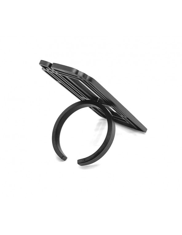 Large black matte stainless steel ring with a modern minimalist design