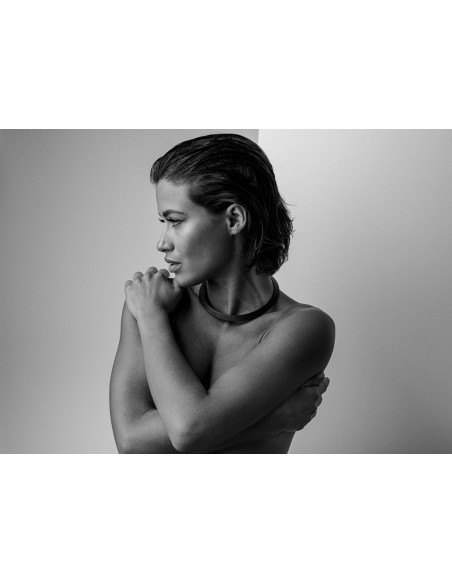 Black matte stainless steel choker on a white background