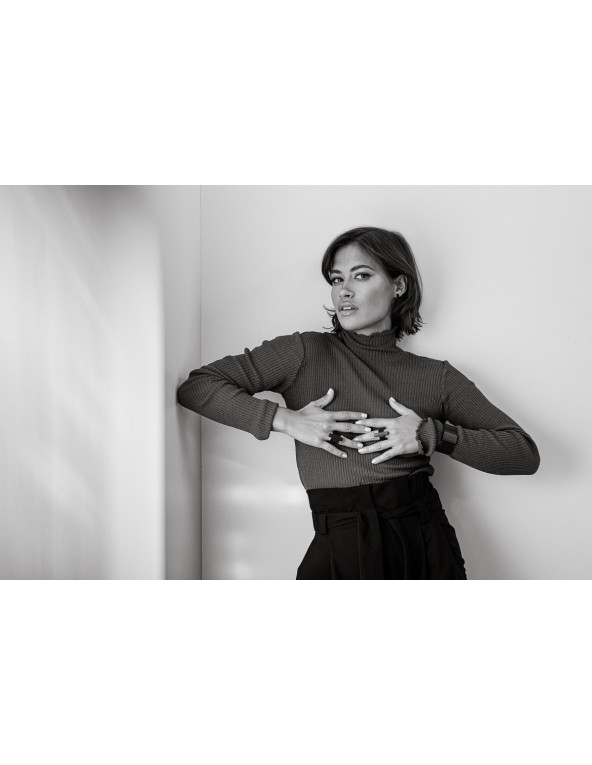 Ring made of leather and matte black stainless steel – minimalist and wide