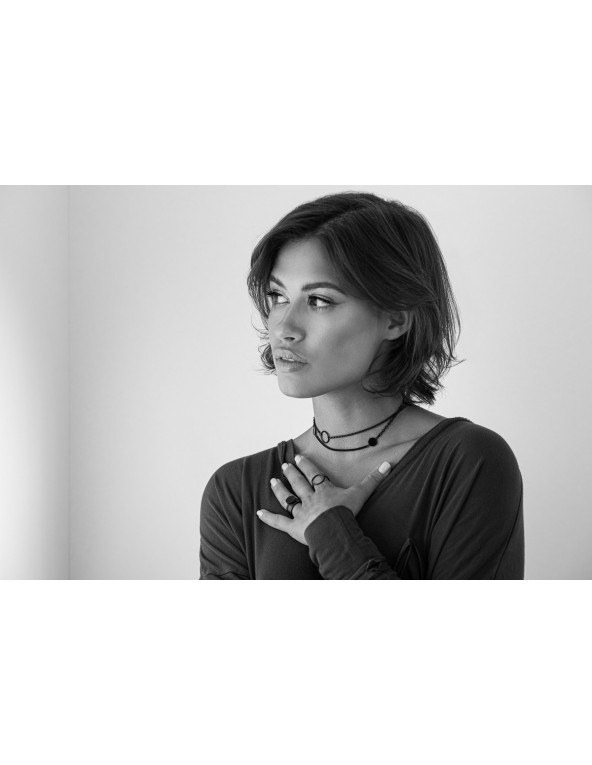 Double matte black stainless steel chain necklace with lobster clasp and adjustable length