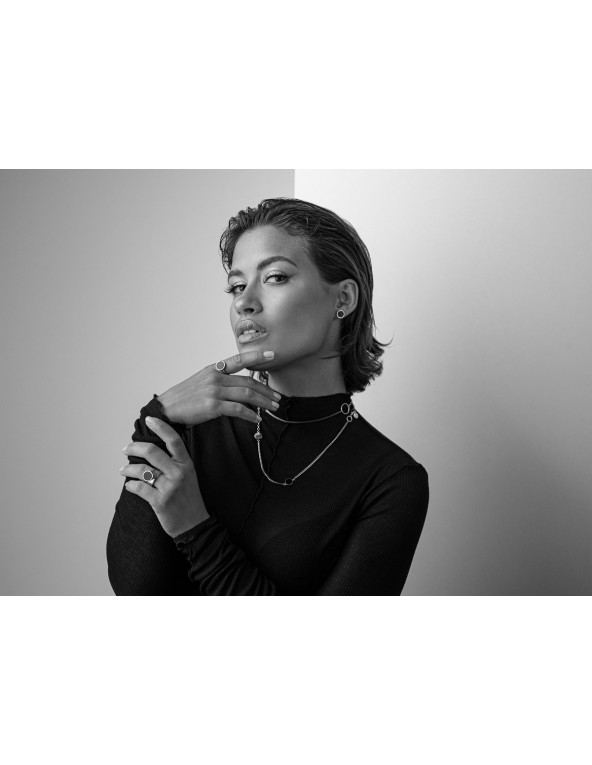 Double silver stainless steel necklace with adjustable length and lobster clasp