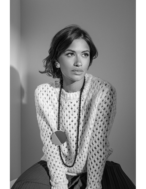 Shiny stainless steel hoop disc earrings, silver