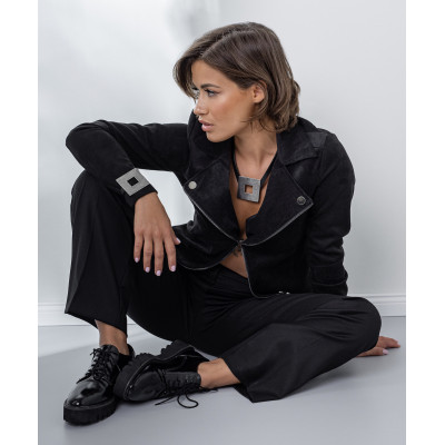 Leather necklace with large matte stainless steel element 2