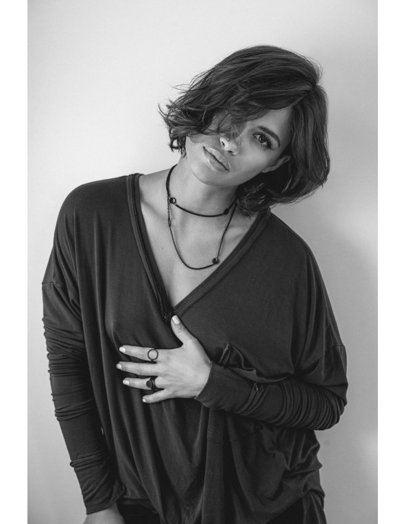 Double matte black stainless steel chain necklace with lobster clasp and adjustable length