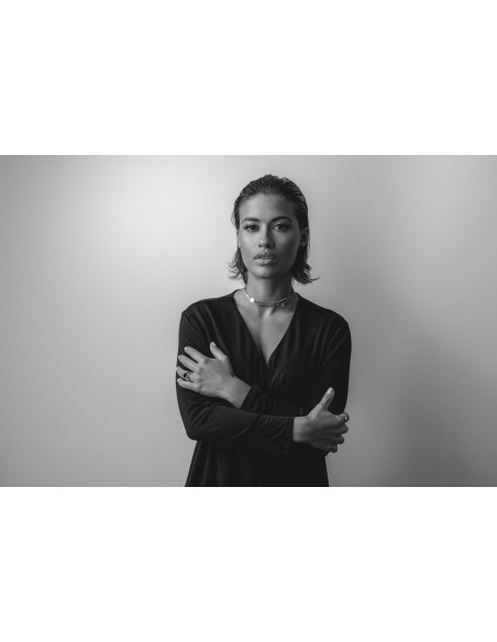 Double silver stainless steel necklace with adjustable length and lobster clasp