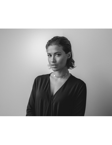 Double silver stainless steel necklace with adjustable length and lobster clasp