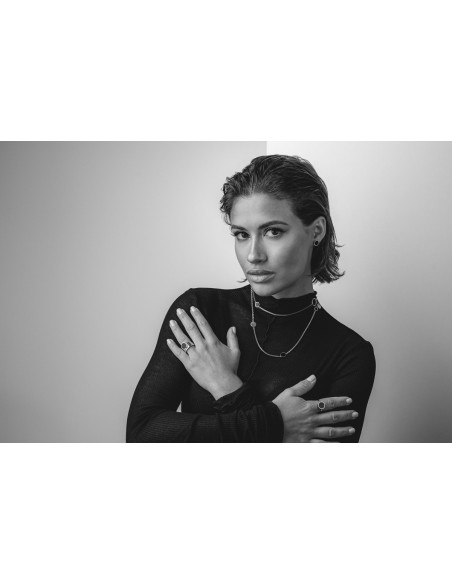 Double silver stainless steel necklace with adjustable length and lobster clasp