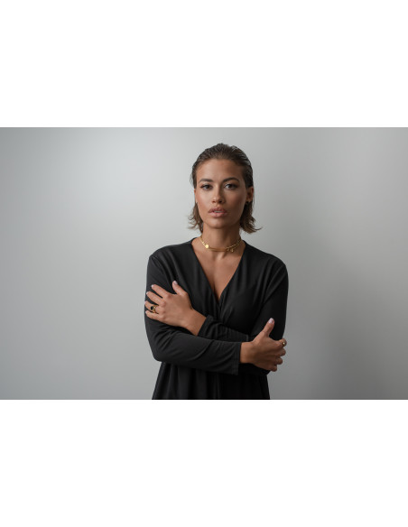 Double gold-plated stainless steel necklace with adjustable length and lobster clasp