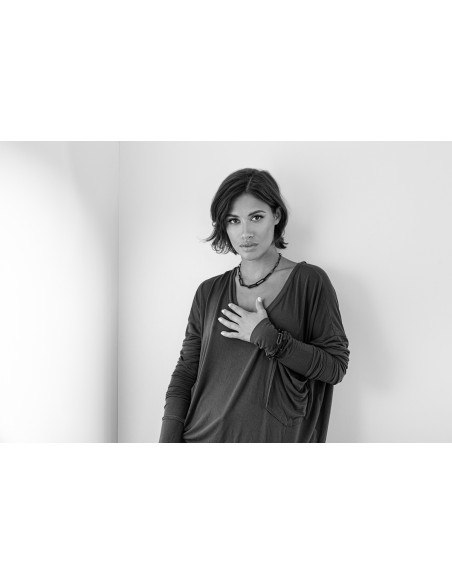 Black matte stainless steel choker with large rectangular links