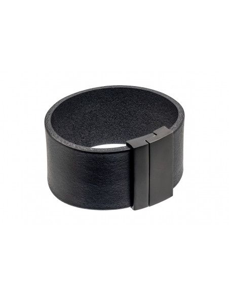 Black leather bracelet with matte magnetic clasp