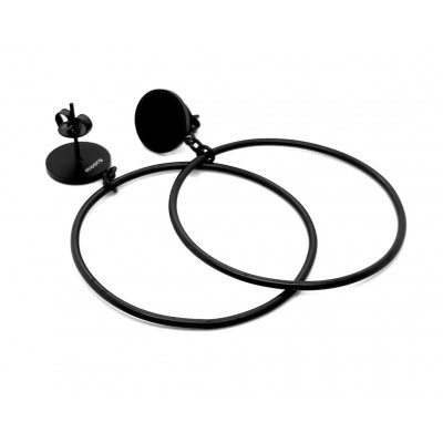 Black matte circle earrings