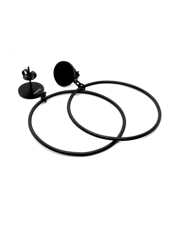 Black matte hoop earrings made of stainless steel.