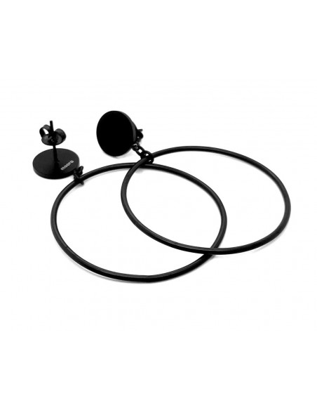 Black matte hoop earrings made of stainless steel.