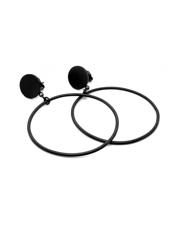 Black matte hoop earrings made of stainless steel.