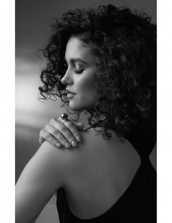 Gold stainless steel ring with large sphere