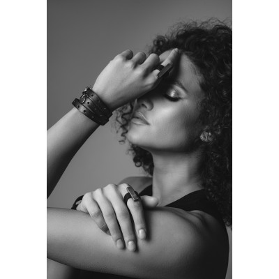 Ring made of brown genuine leather and gold-plated stainless steel 2