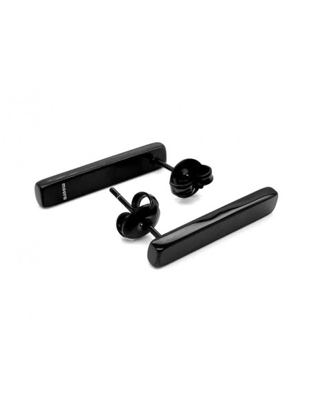 Rectangular shiny black stainless steel earrings