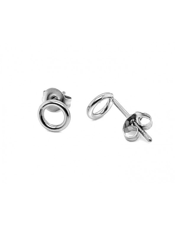 Delicate stainless steel hoop earrings on stud closure