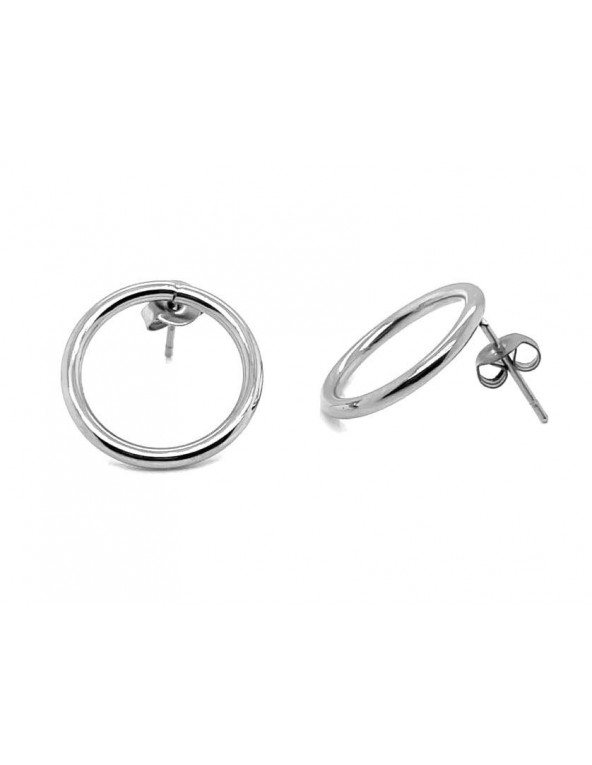 Delicate round silver stainless steel hoop earrings