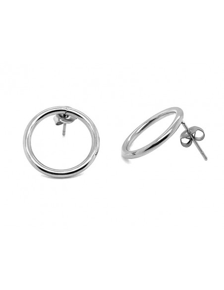 Delicate round silver stainless steel hoop earrings